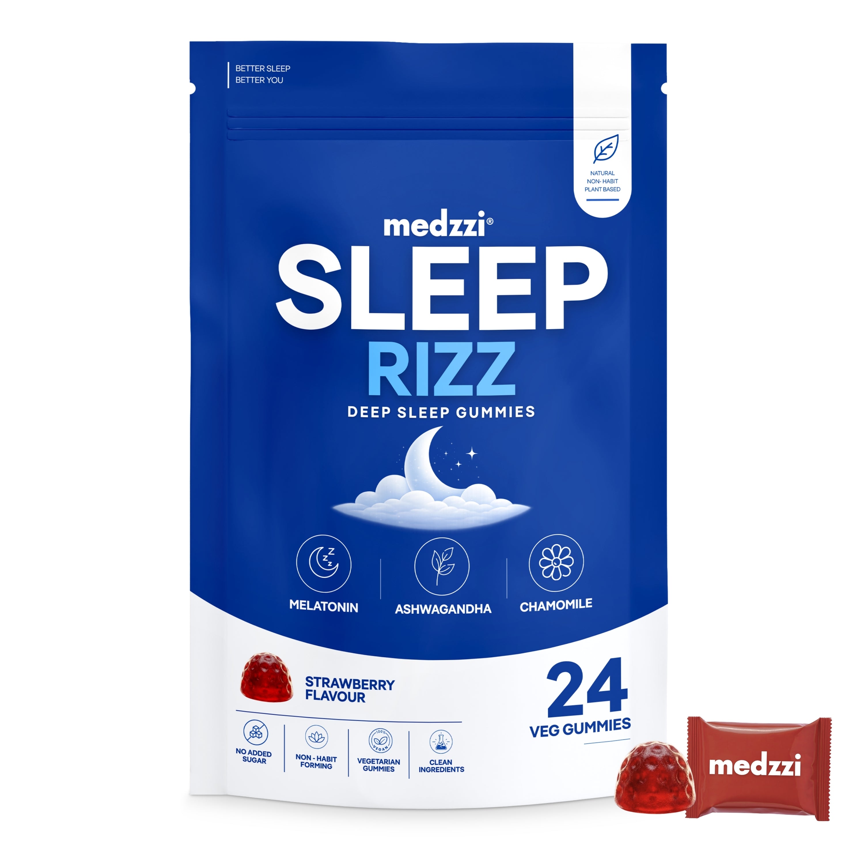 Medzzi Sleep Rizz| Sleep Gummies for Deep Sleep & Stress Relief|24 Veg ...