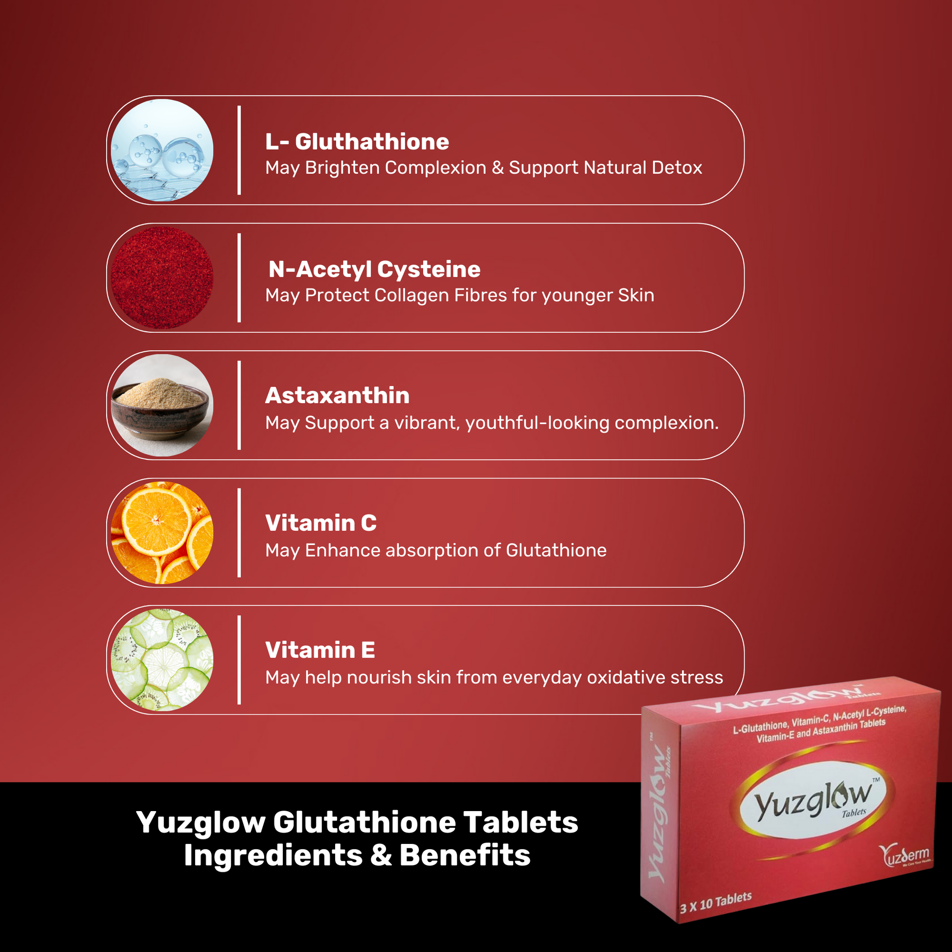Yuzglow Gluthatione Tablets | medzzi Medzzi Yuzglow Gluthatione Tablets | medzzi Medzzi